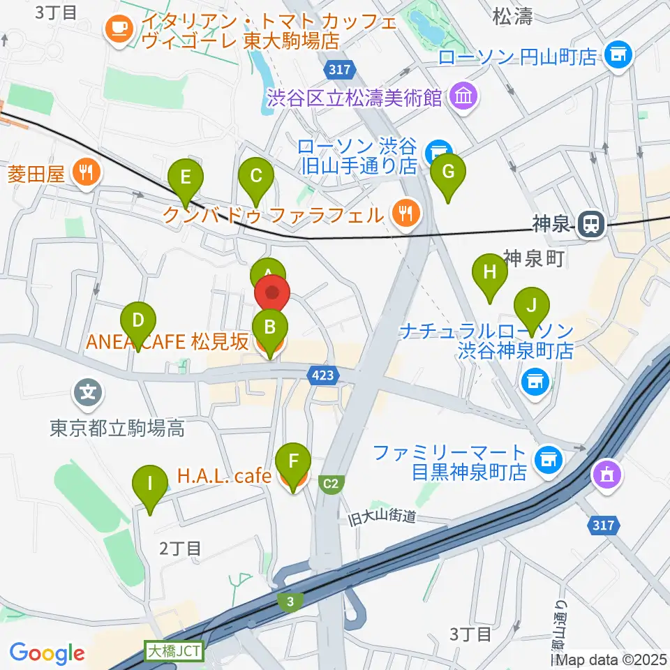 Studio Musicolore(ミュジコロール)周辺のカフェ一覧地図