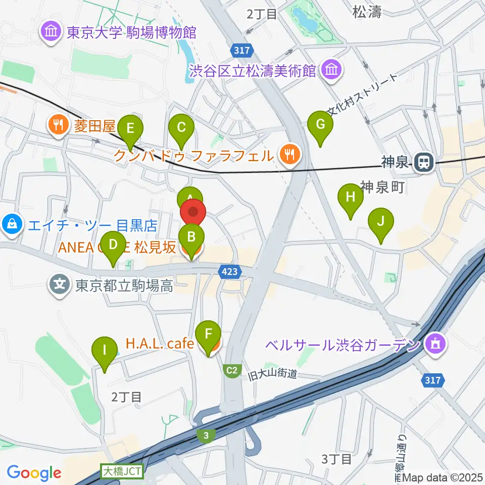 Studio Musicolore(ミュジコロール)周辺のカフェ一覧地図