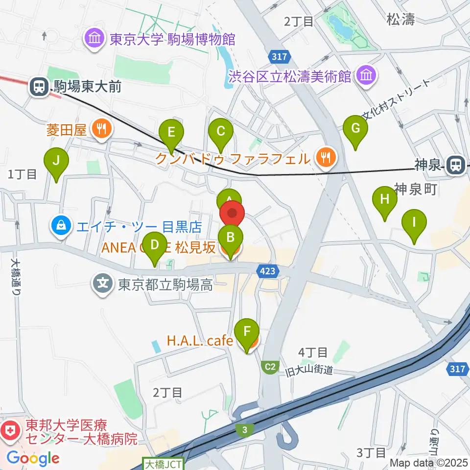 Studio Musicolore(ミュジコロール)周辺のカフェ一覧地図