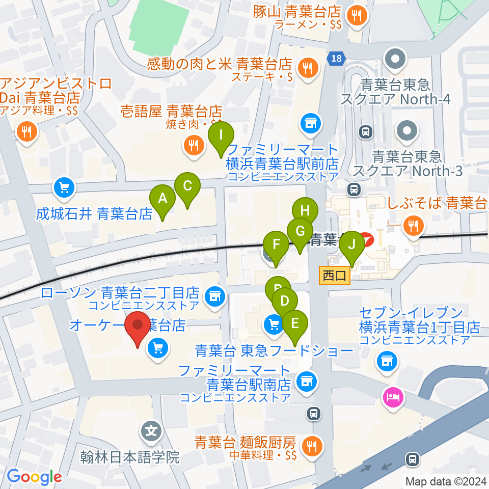 アリオーネ音楽教室周辺のカフェ一覧地図