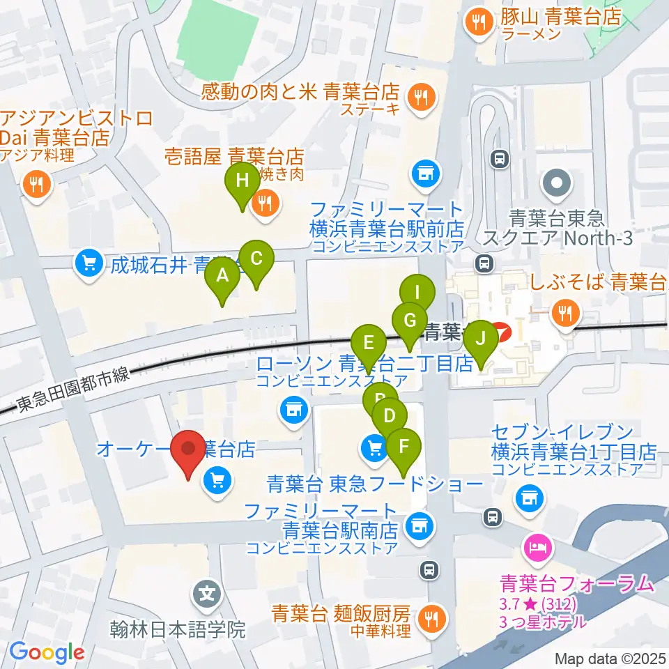 アリオーネ音楽教室周辺のカフェ一覧地図