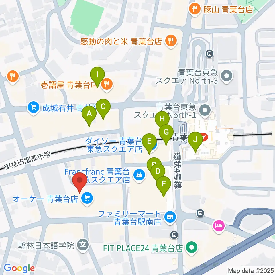 アリオーネ音楽教室周辺のカフェ一覧地図