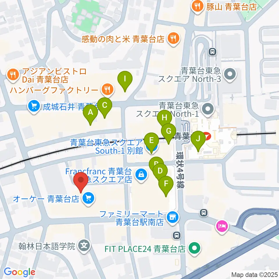 アリオーネ音楽教室周辺のカフェ一覧地図