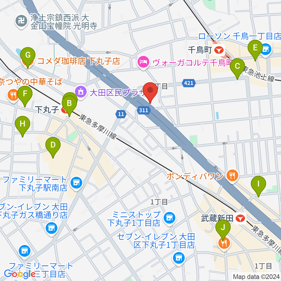 かねこ琴三絃楽器店周辺のカフェ一覧地図