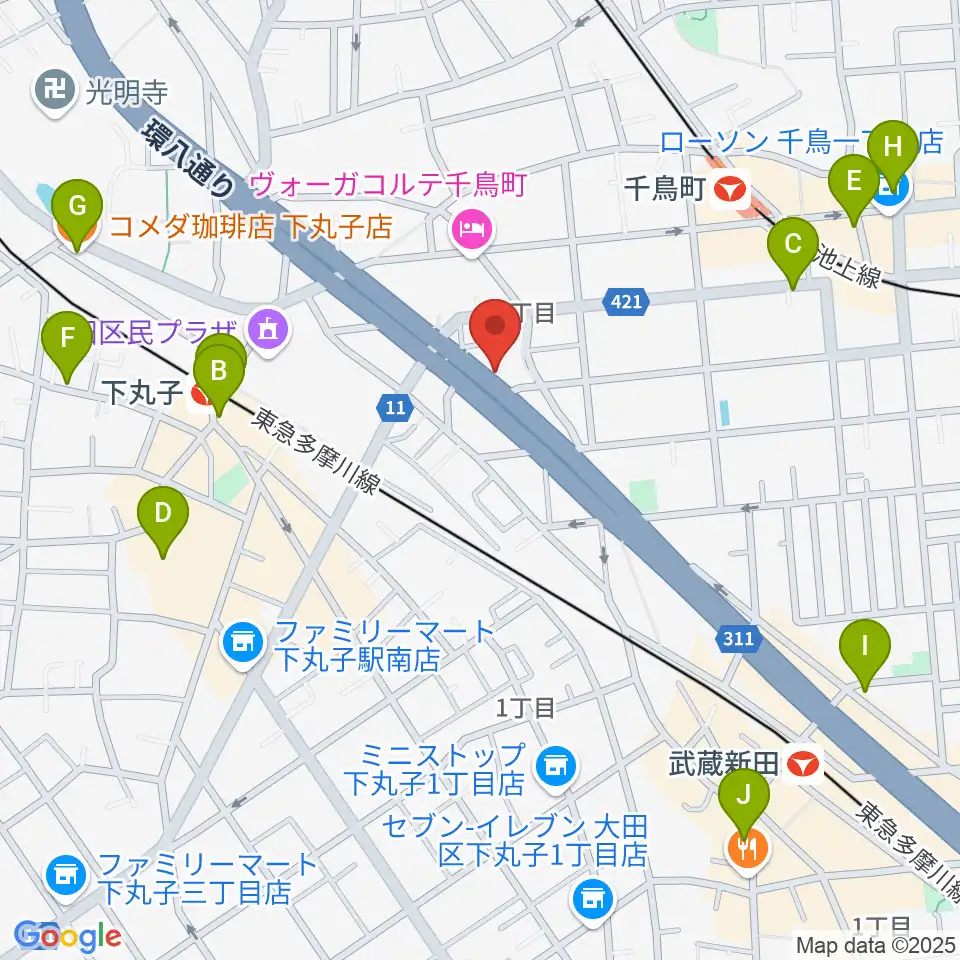 かねこ琴三絃楽器店周辺のカフェ一覧地図