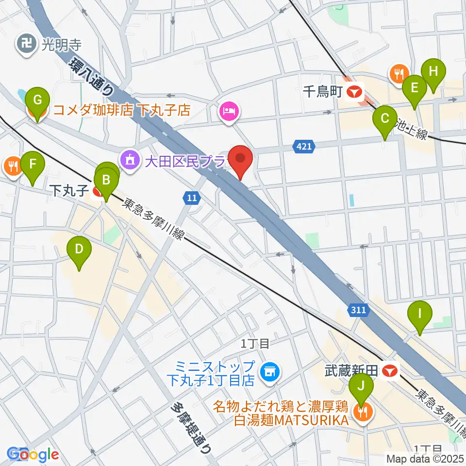 かねこ琴三絃楽器店周辺のカフェ一覧地図
