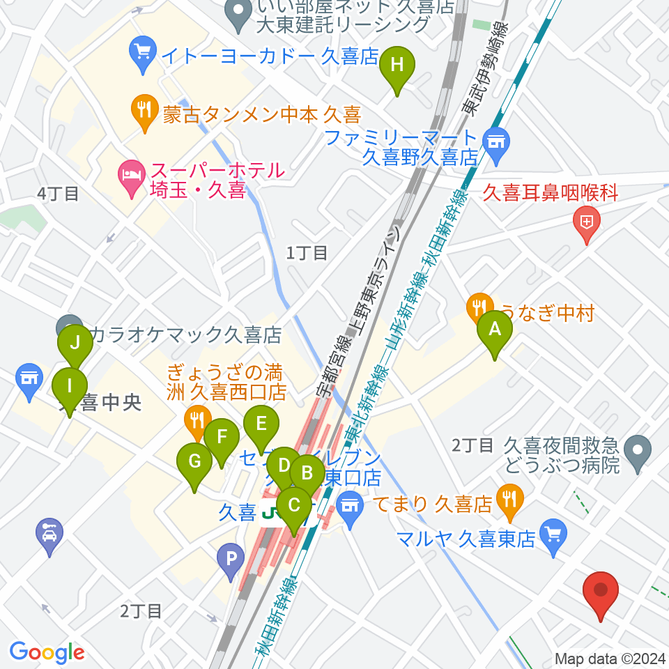 アルプス楽器周辺のカフェ一覧地図