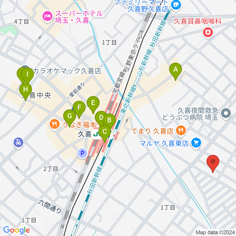 アルプス楽器周辺のカフェ一覧地図