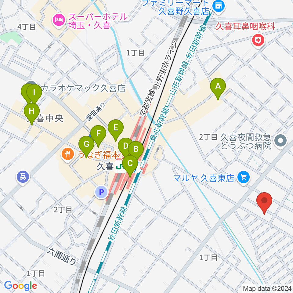 アルプス楽器周辺のカフェ一覧地図