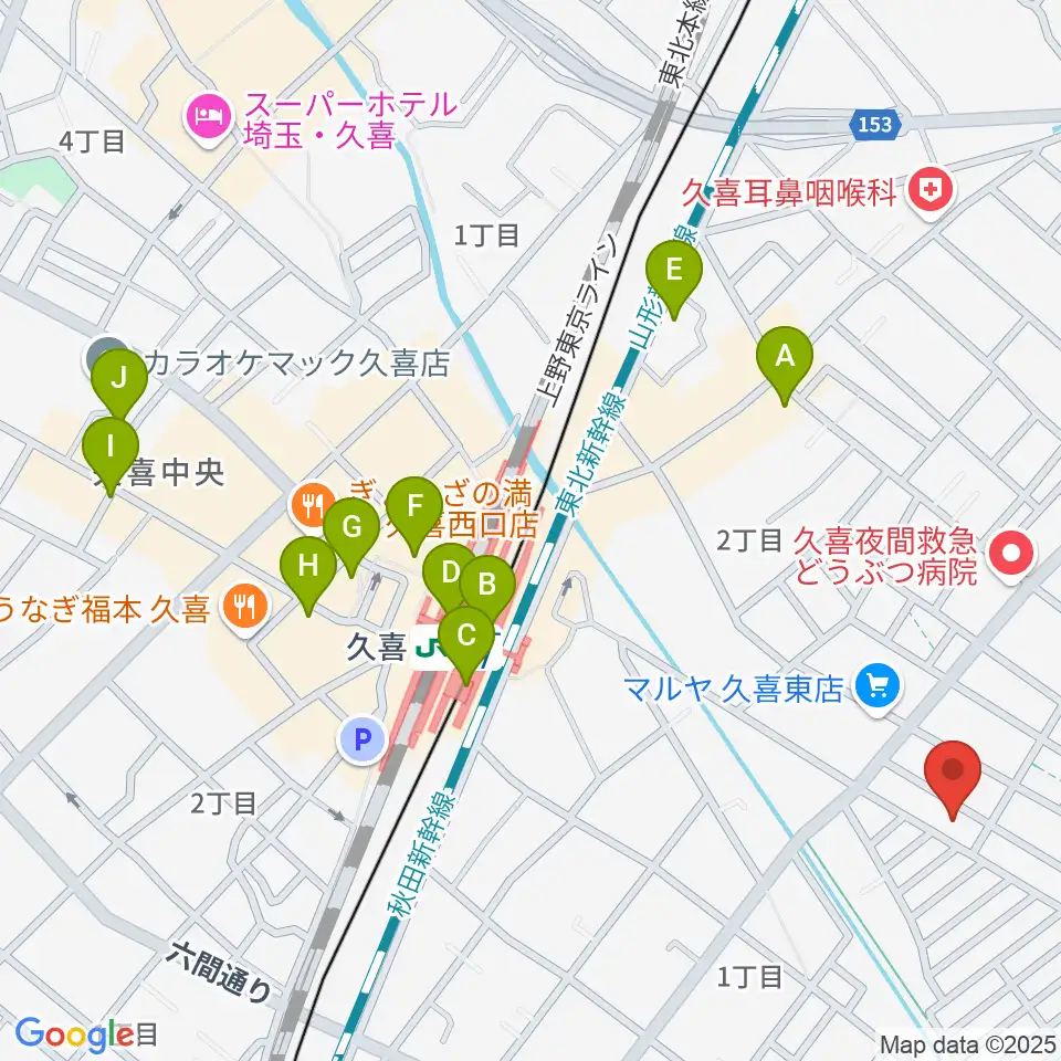 アルプス楽器周辺のカフェ一覧地図