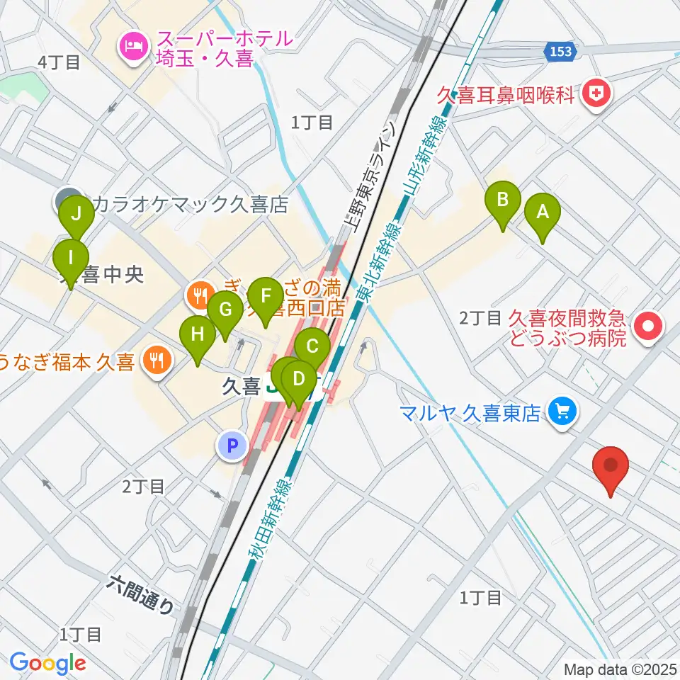 アルプス楽器周辺のカフェ一覧地図