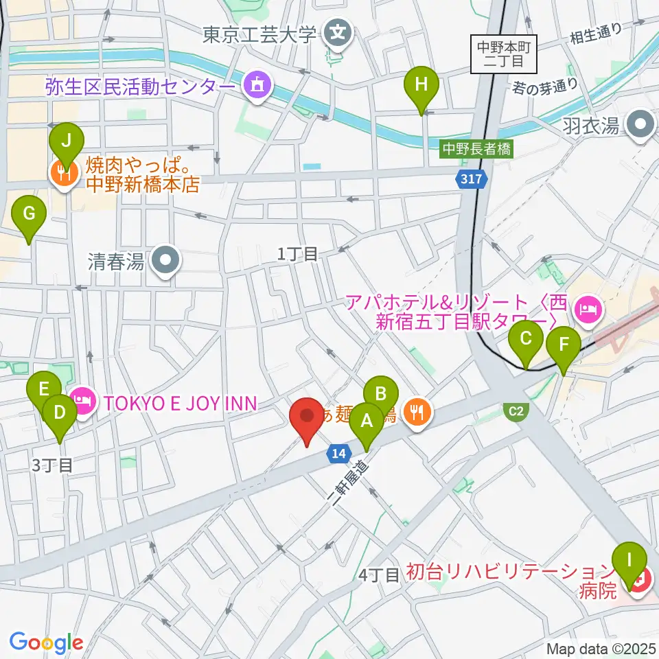 東放学園音響専門学校周辺のカフェ一覧地図