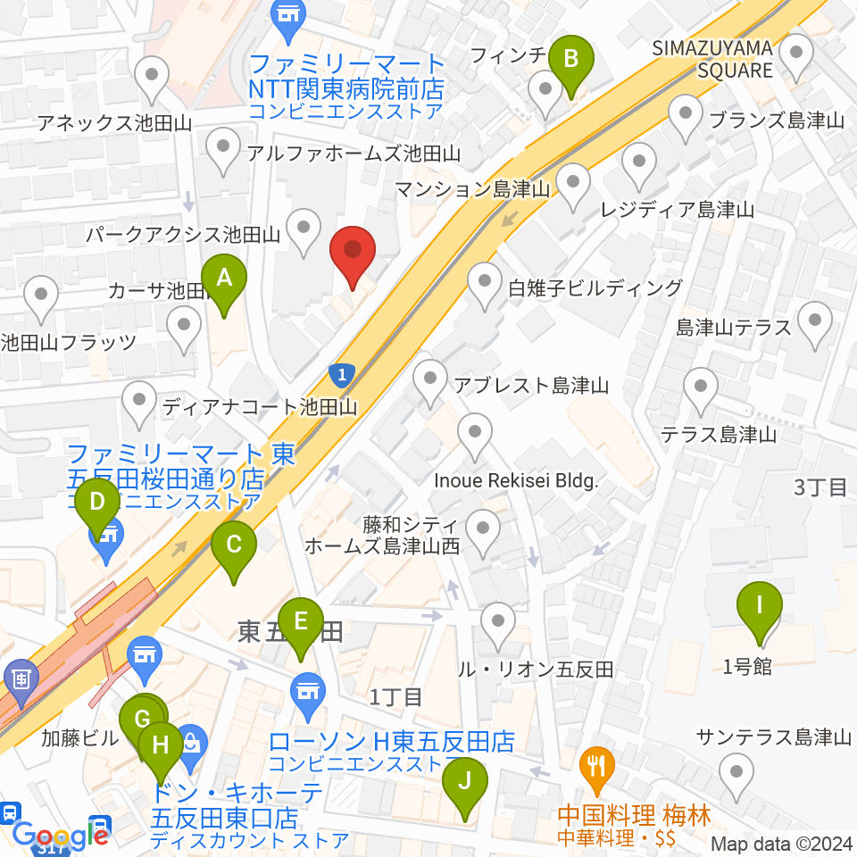 五反田ピアノ教室アルモニーア周辺のカフェ一覧地図
