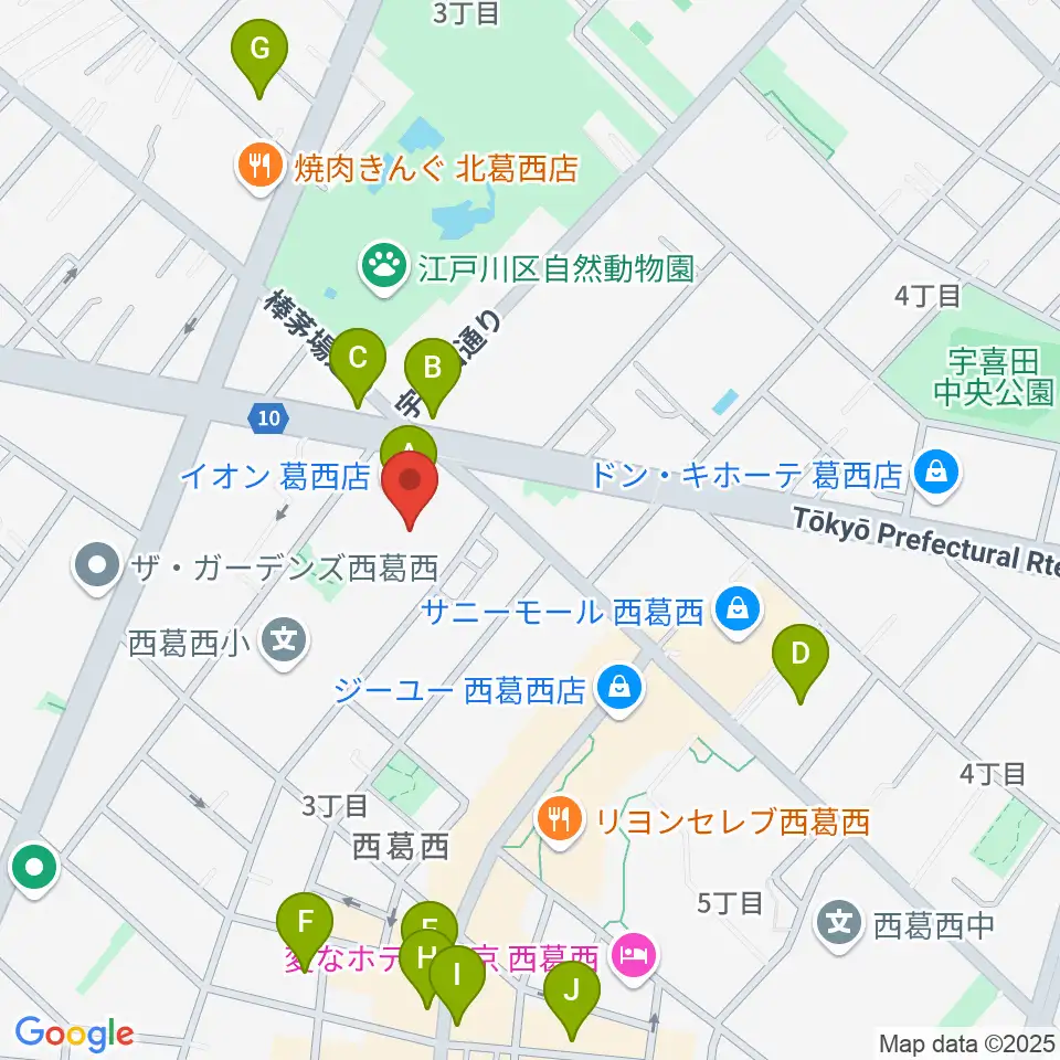 島村楽器 イオン葛西店周辺のカフェ一覧地図