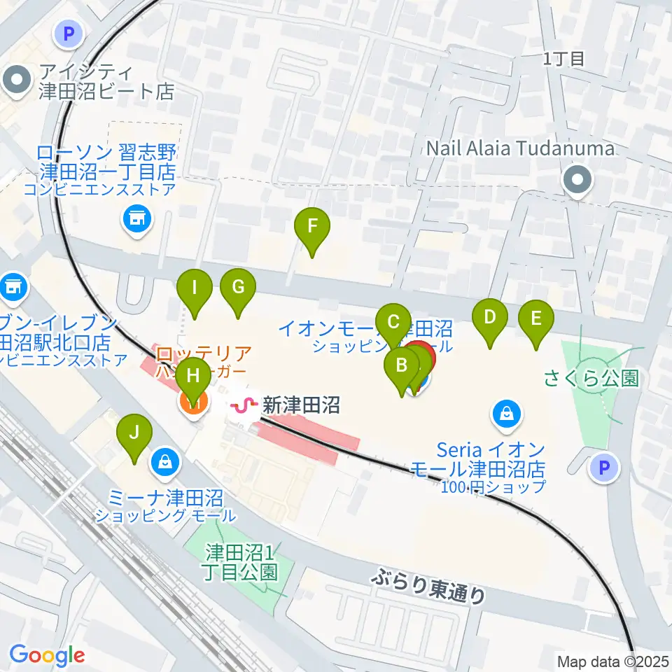 伊藤楽器 津田沼センター周辺のカフェ一覧地図