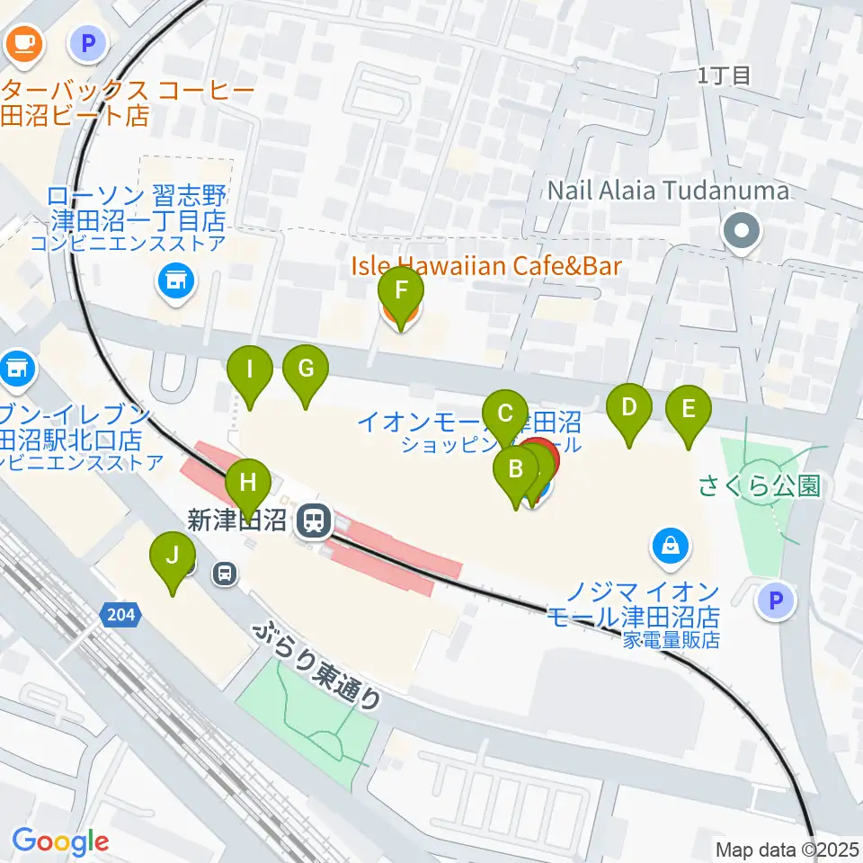 伊藤楽器 津田沼センター周辺のカフェ一覧地図