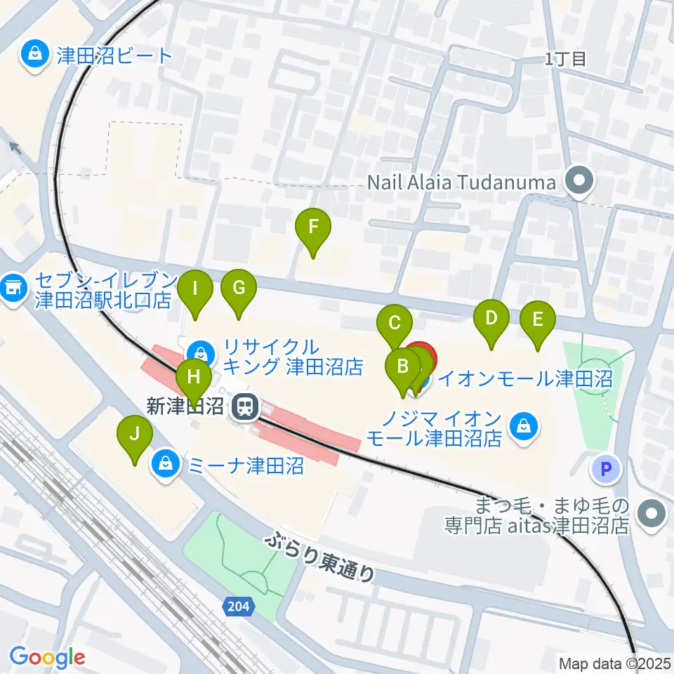 伊藤楽器 津田沼センター周辺のカフェ一覧地図