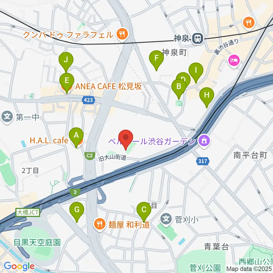 スタジオサンシャイン周辺のカフェ一覧地図