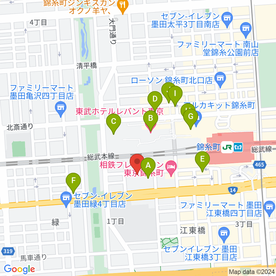 キングトーン音楽教室周辺のカフェ一覧地図