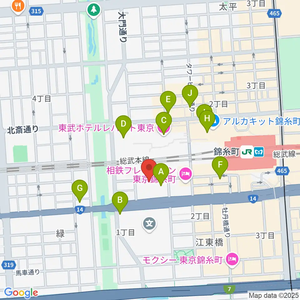 キングトーン音楽教室周辺のカフェ一覧地図