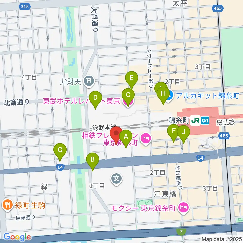 キングトーン音楽教室周辺のカフェ一覧地図