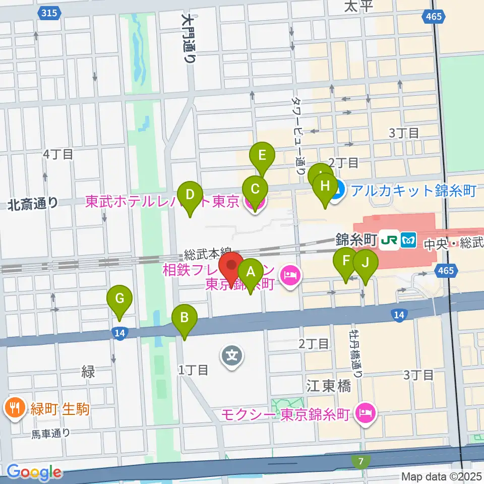 キングトーン音楽教室周辺のカフェ一覧地図