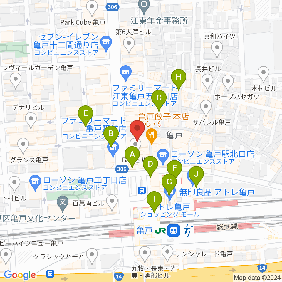 島村楽器 ミュージックサロン亀戸周辺のカフェ一覧地図