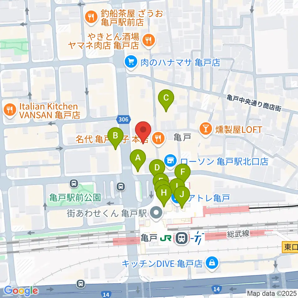 島村楽器 ミュージックサロン亀戸周辺のカフェ一覧地図