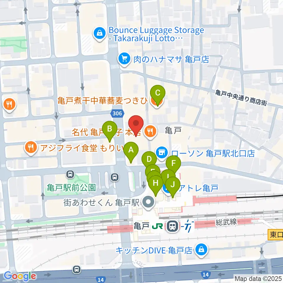 島村楽器 ミュージックサロン亀戸周辺のカフェ一覧地図