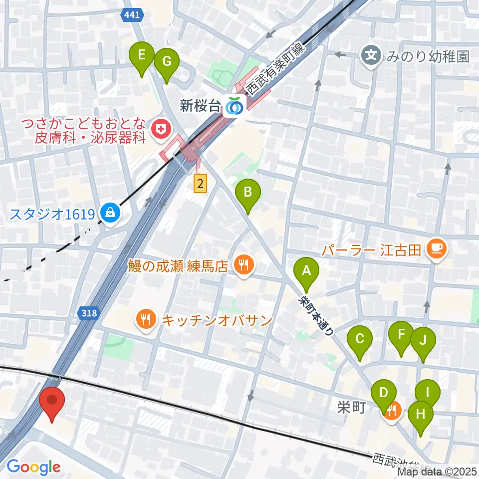 江古田ストリングス周辺のカフェ一覧地図