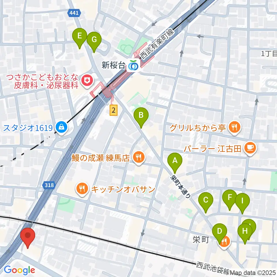 江古田ストリングス周辺のカフェ一覧地図