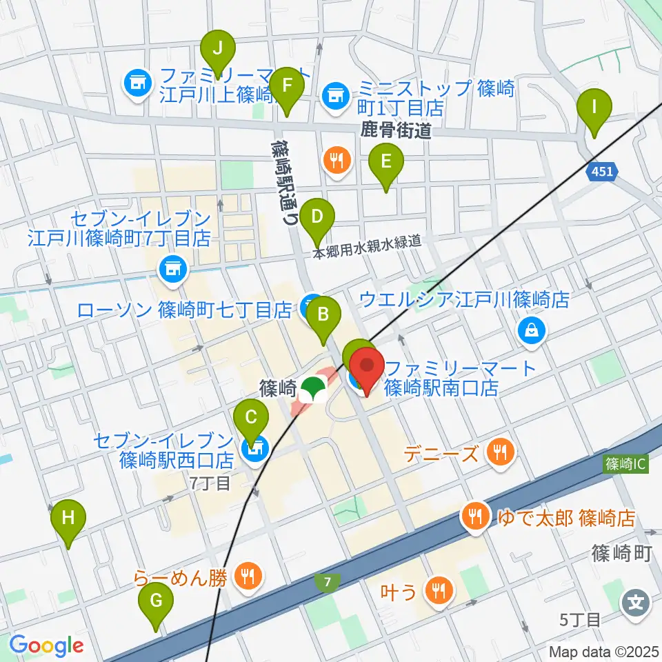 島村楽器ミュージックサロン篠崎周辺のカフェ一覧地図