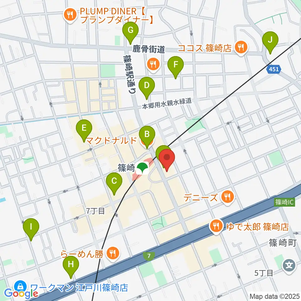 島村楽器ミュージックサロン篠崎周辺のカフェ一覧地図