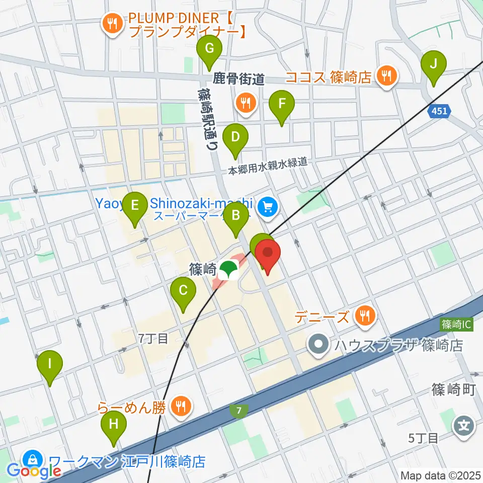 島村楽器ミュージックサロン篠崎周辺のカフェ一覧地図