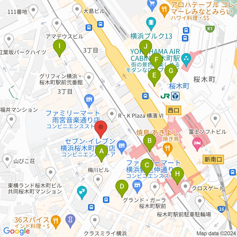 横浜ジャムセカンド周辺のカフェ一覧地図