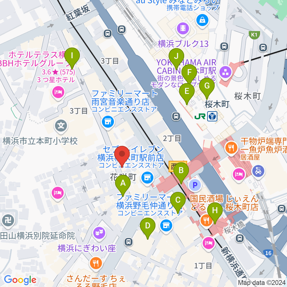 横浜ジャムセカンド周辺のカフェ一覧地図