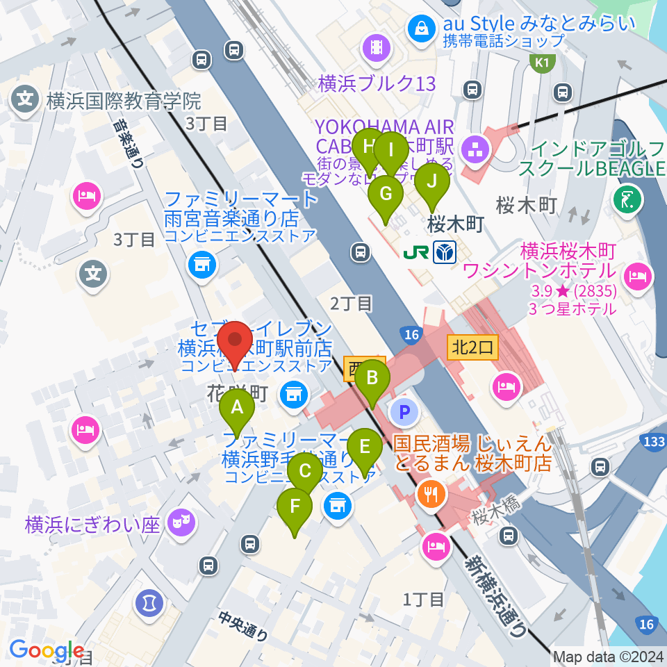 横浜ジャムセカンド周辺のカフェ一覧地図