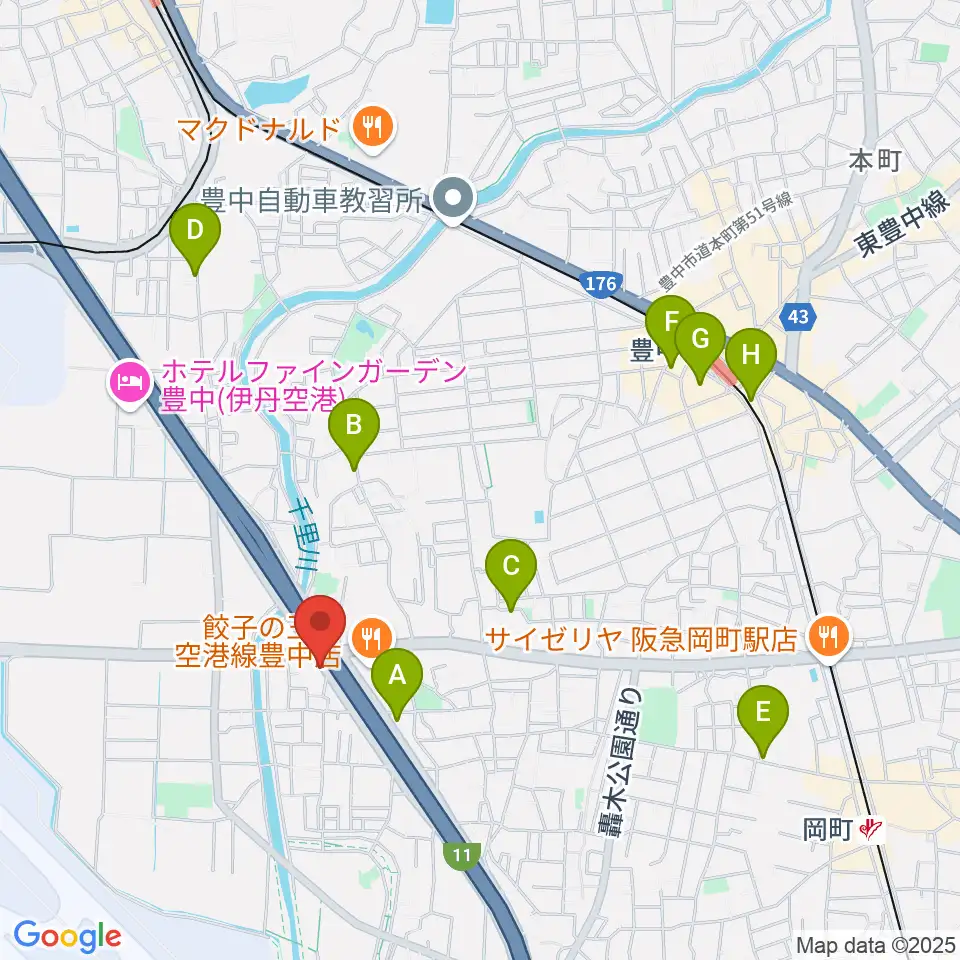 ギター工房トーンガレージ周辺のカフェ一覧地図