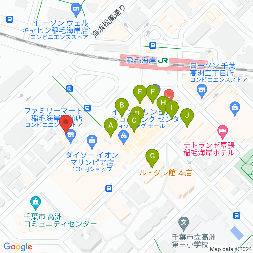 島村楽器 ミュージックサロン稲毛海岸周辺のカフェ一覧地図