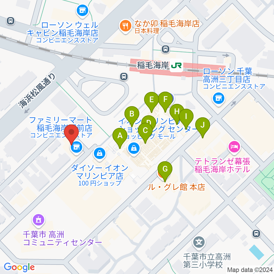 島村楽器 ミュージックサロン稲毛海岸周辺のカフェ一覧地図