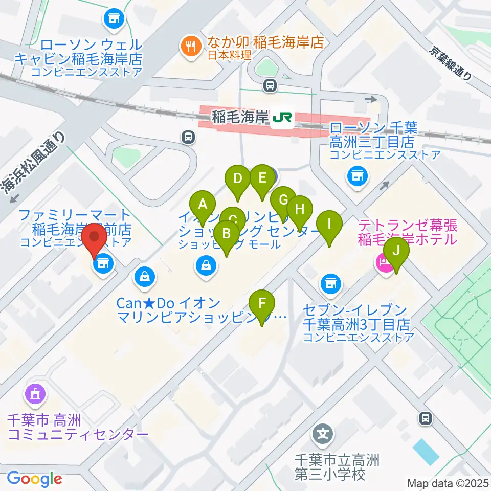 島村楽器 ミュージックサロン稲毛海岸周辺のカフェ一覧地図