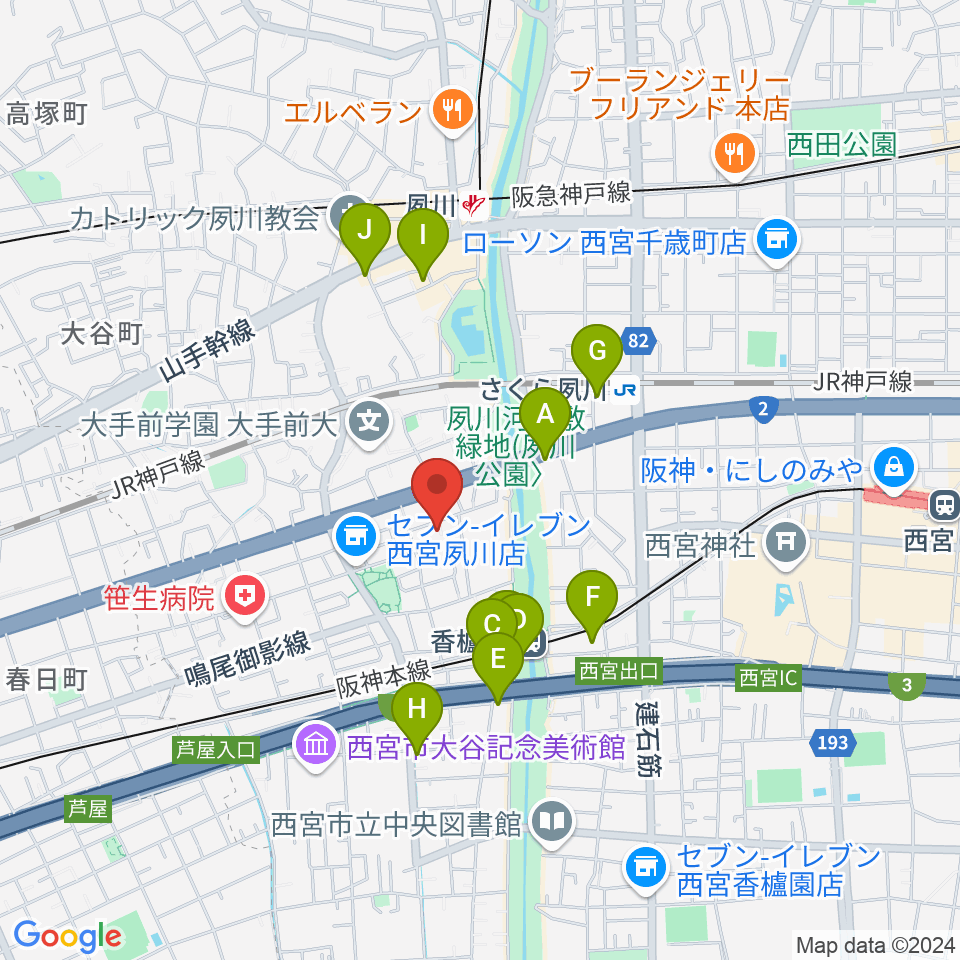 高木ピアノサービス周辺のカフェ一覧地図