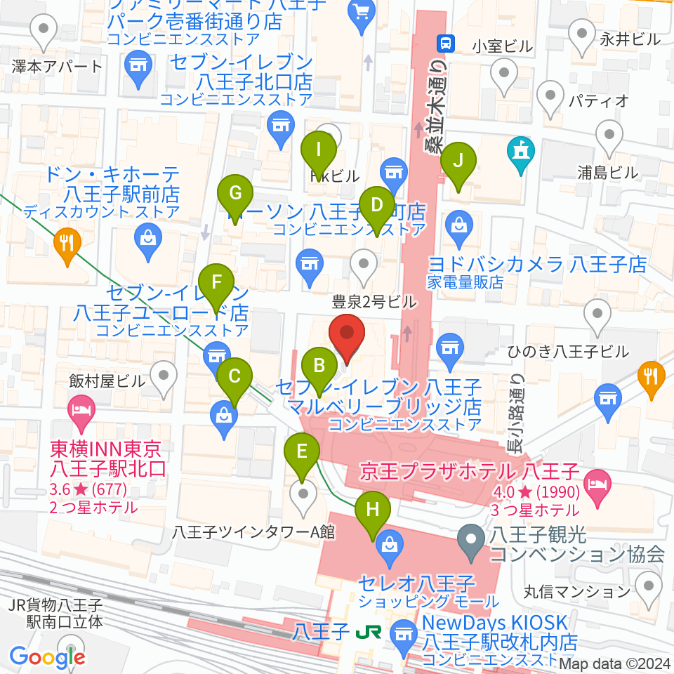 島村楽器 八王子オクトーレ店周辺のカフェ一覧地図