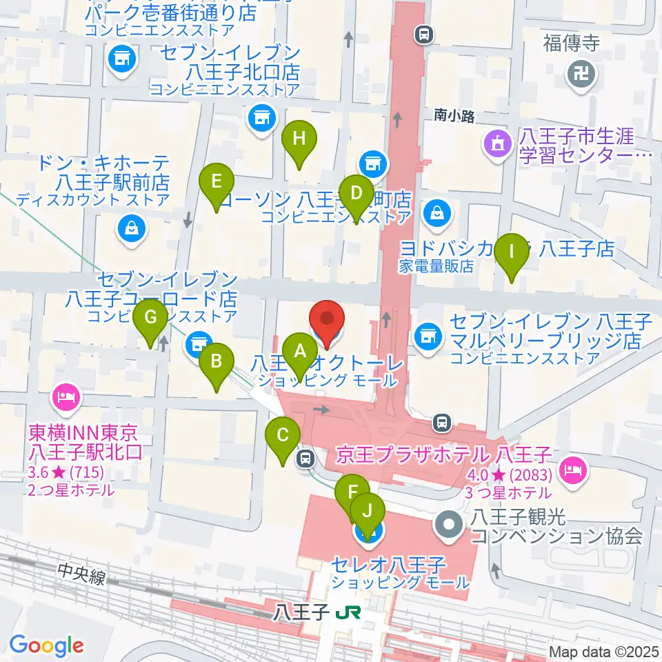 島村楽器 八王子オクトーレ店周辺のカフェ一覧地図