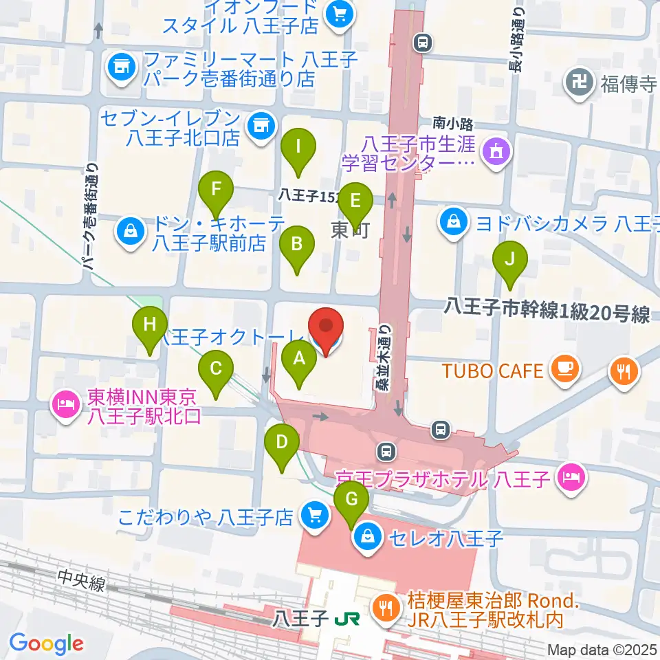 島村楽器 八王子オクトーレ店周辺のカフェ一覧地図