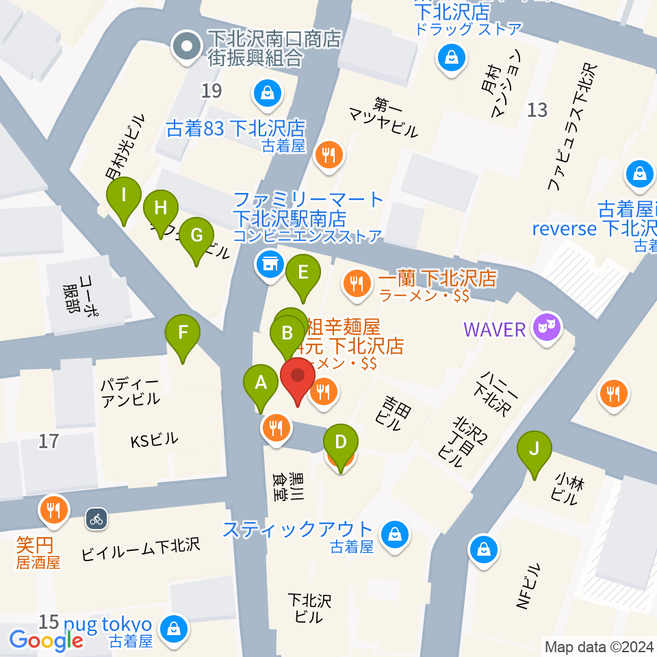 下北沢BREATH周辺のカフェ一覧地図