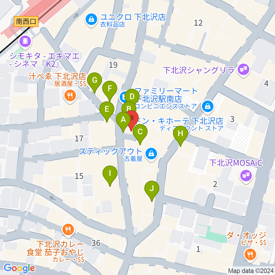 下北沢BREATH周辺のカフェ一覧地図