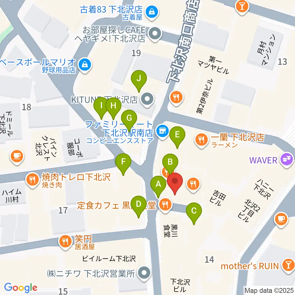 下北沢BREATH周辺のカフェ一覧地図