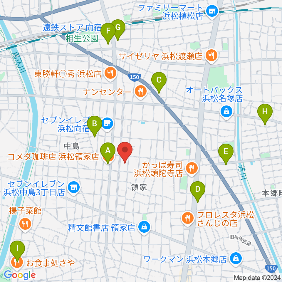 白羽楽器周辺のカフェ一覧地図