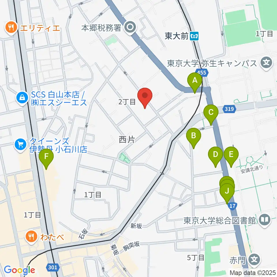 吉田真紀音楽教室周辺のカフェ一覧地図